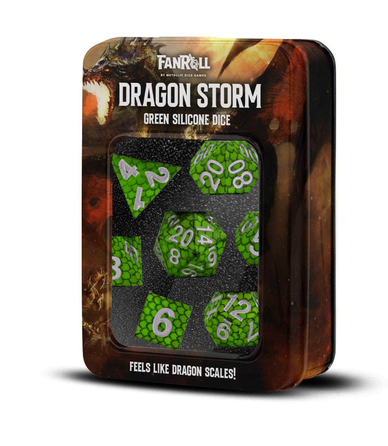 Dragon Storm Silicone Dice Set: Green Dragon Scales