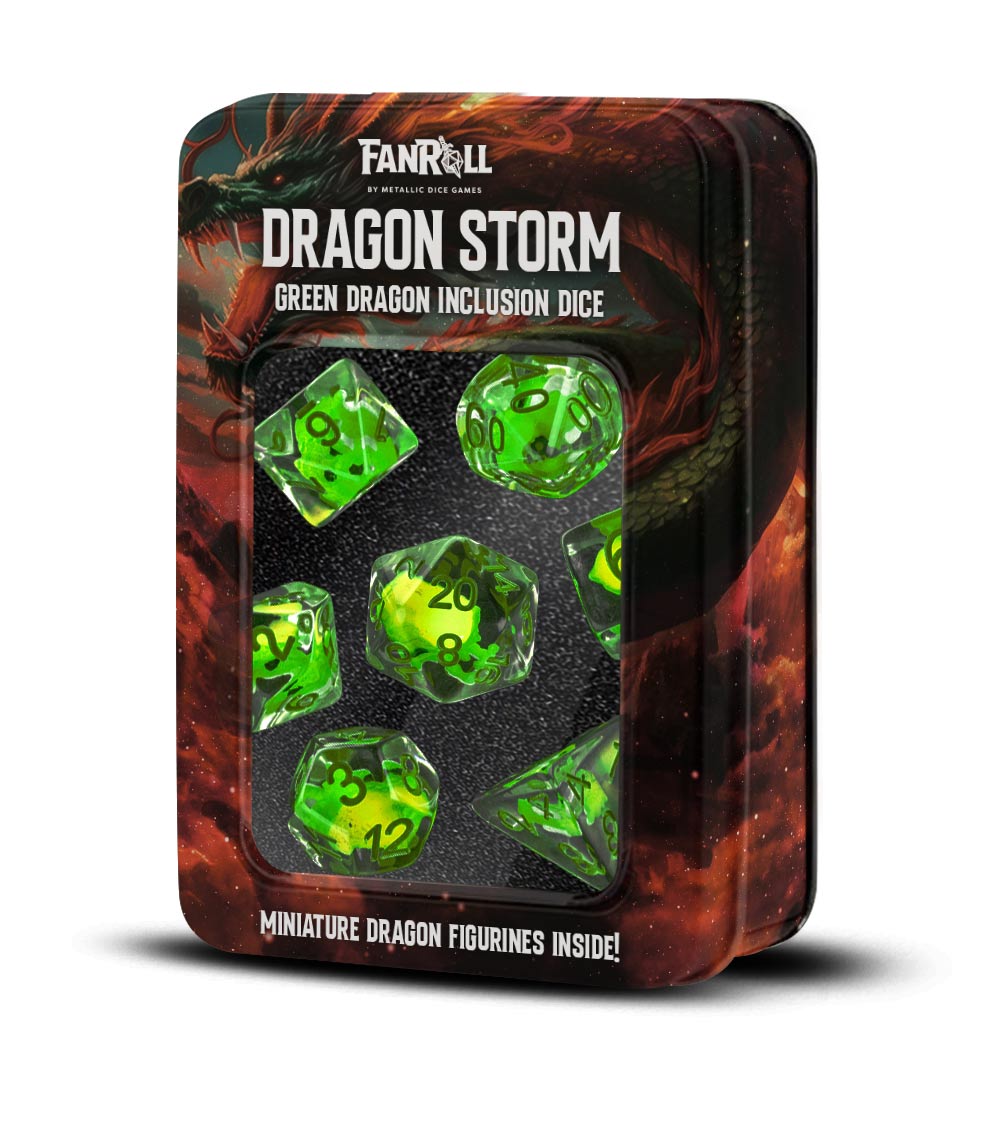 Dragon Storm Inclusion Resin Dice Set: Green Dragon