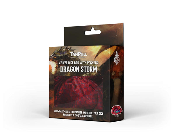Dragon Storm Velvet Compartment Dice Bag: Red Dragon Scales – FanRoll