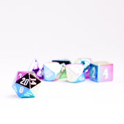 Rainbow Aegis w/ White Numbers 16mm Aluminum Plated Acrylic Poly Dice Set