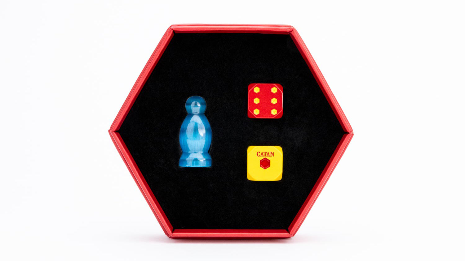CATAN® Premium Robber & Metal Dice Set- Cat's Eye Aquamarine