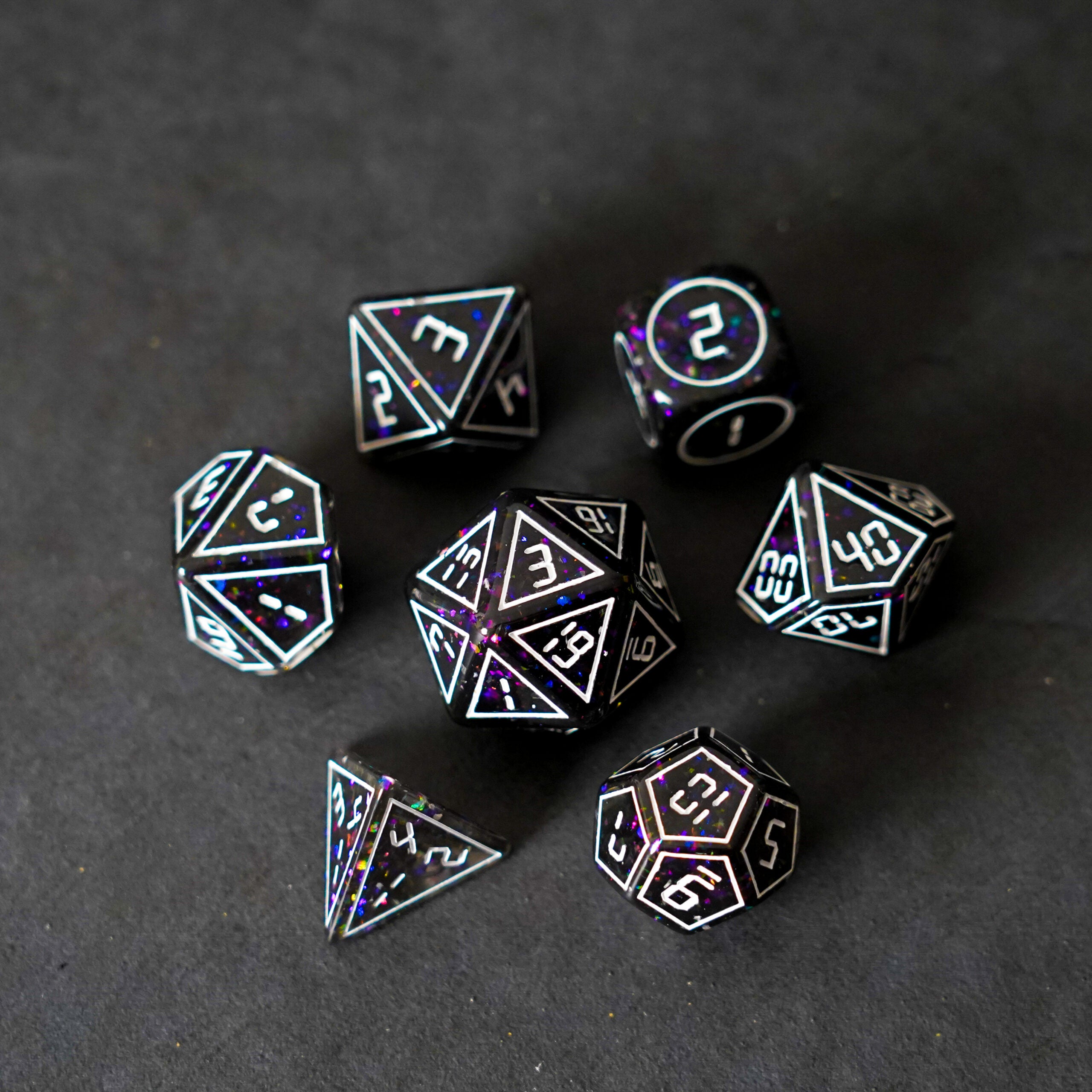Framed Void 16mm Resin Poly Dice Set