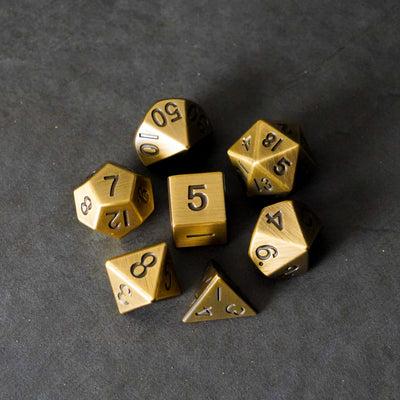 Antique Gold 16mm Polyhedral Dice Set, image 2
