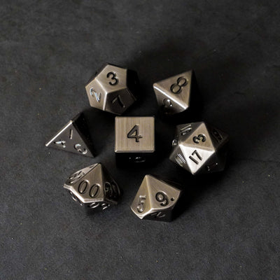 Antique Silver 16mm Polyhedral Dice Set, image 2