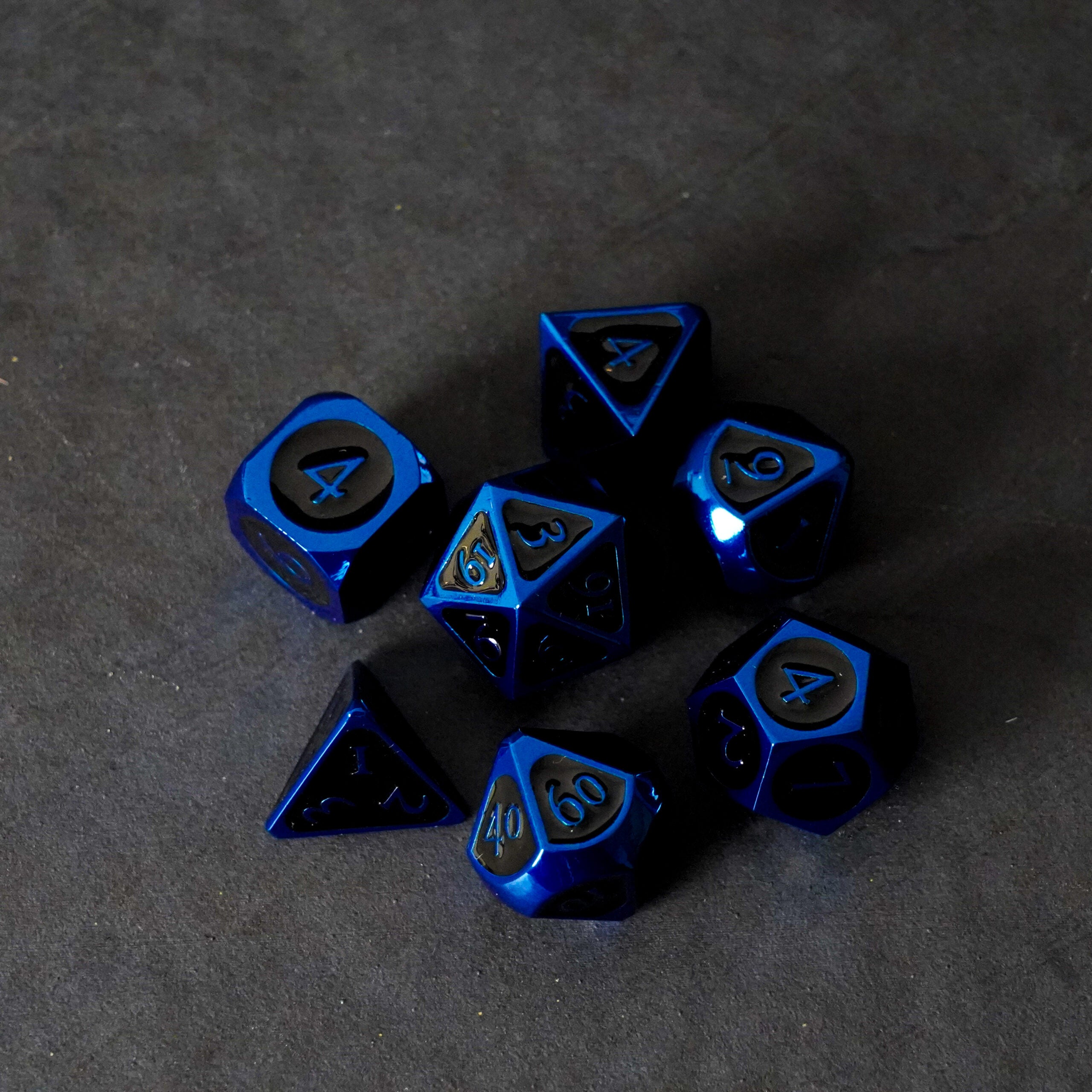 Blue with Black Enamel 16mm Polyhedral Dice Set