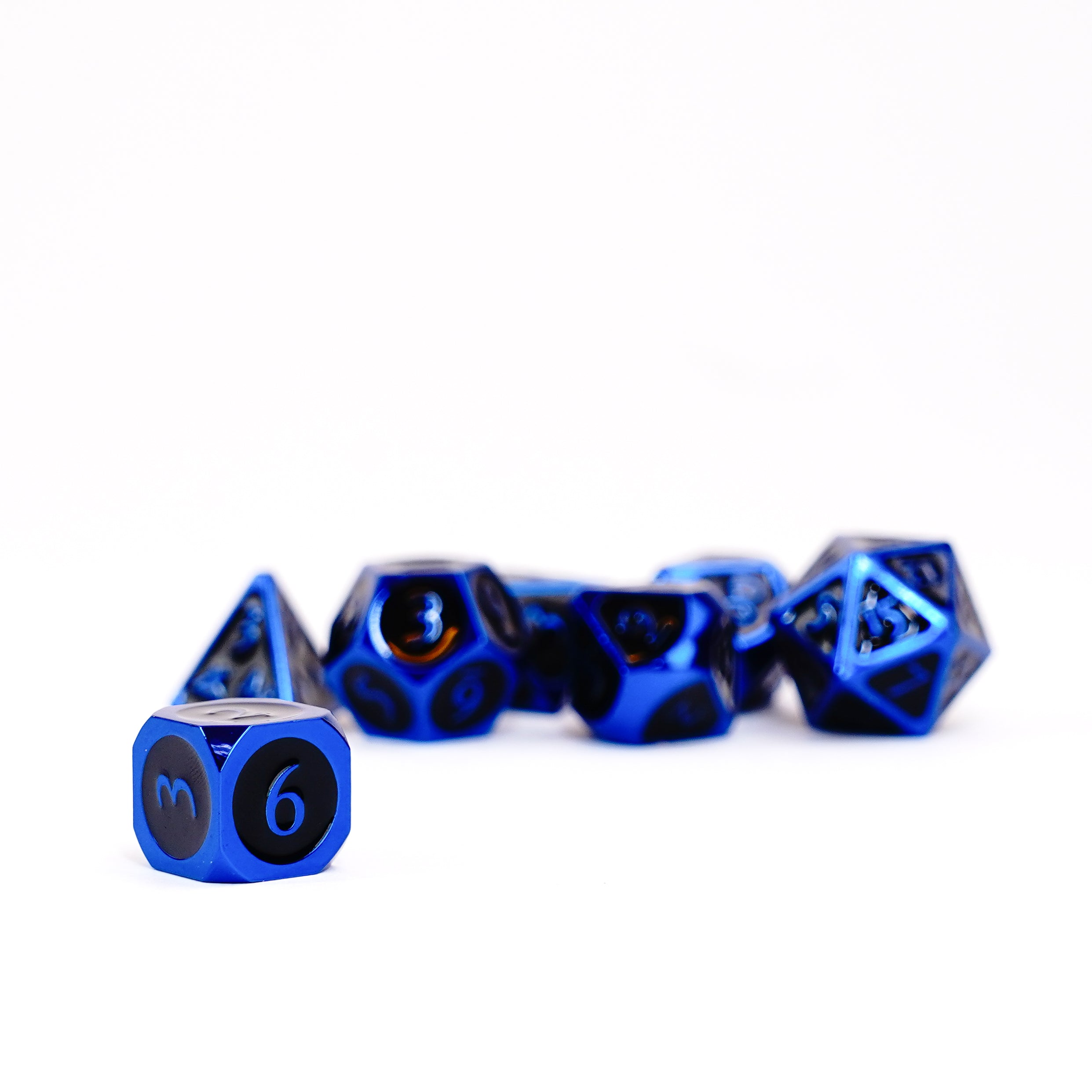 Blue with Black Enamel 16mm Polyhedral Dice Set