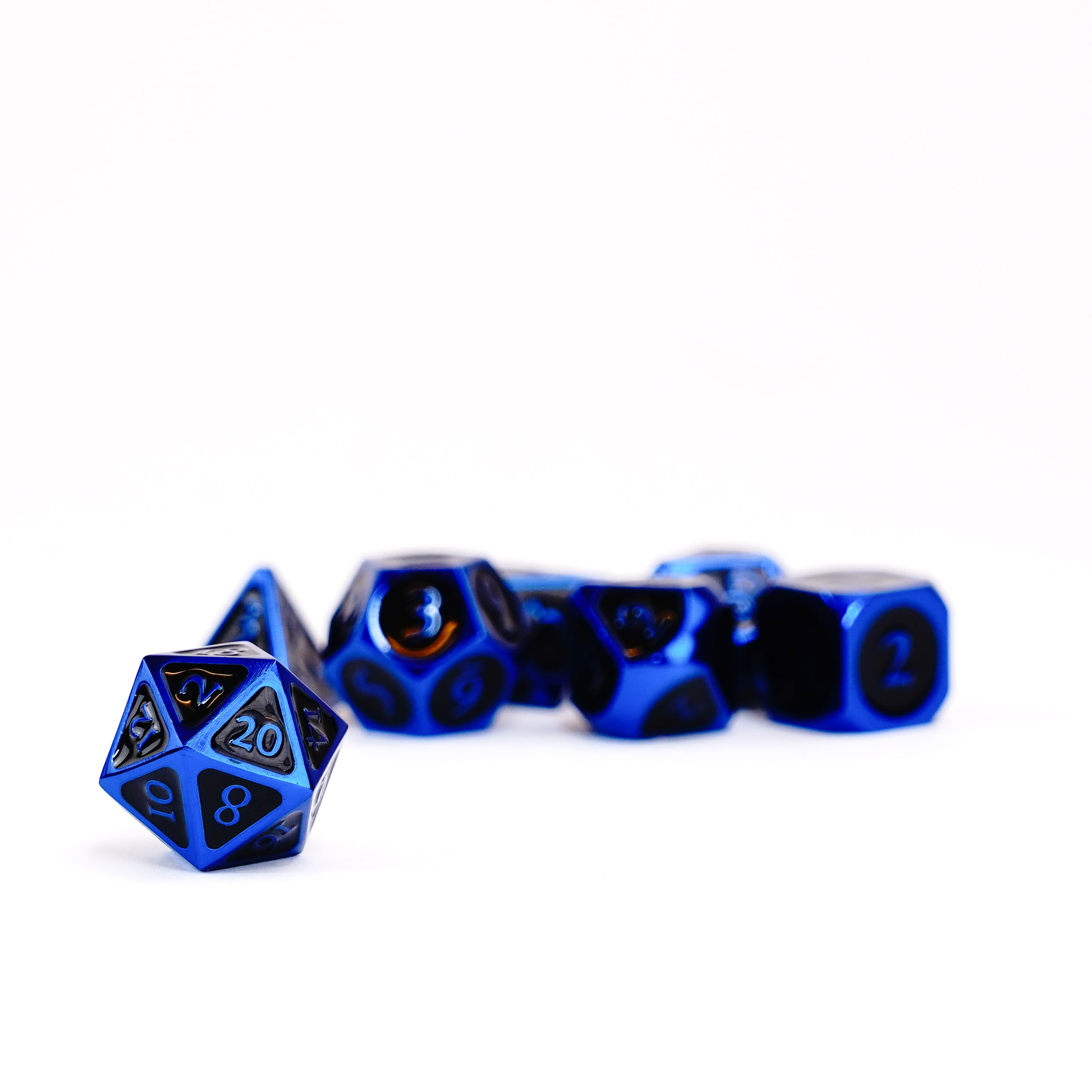 Blue with Black Enamel 16mm Polyhedral Dice Set