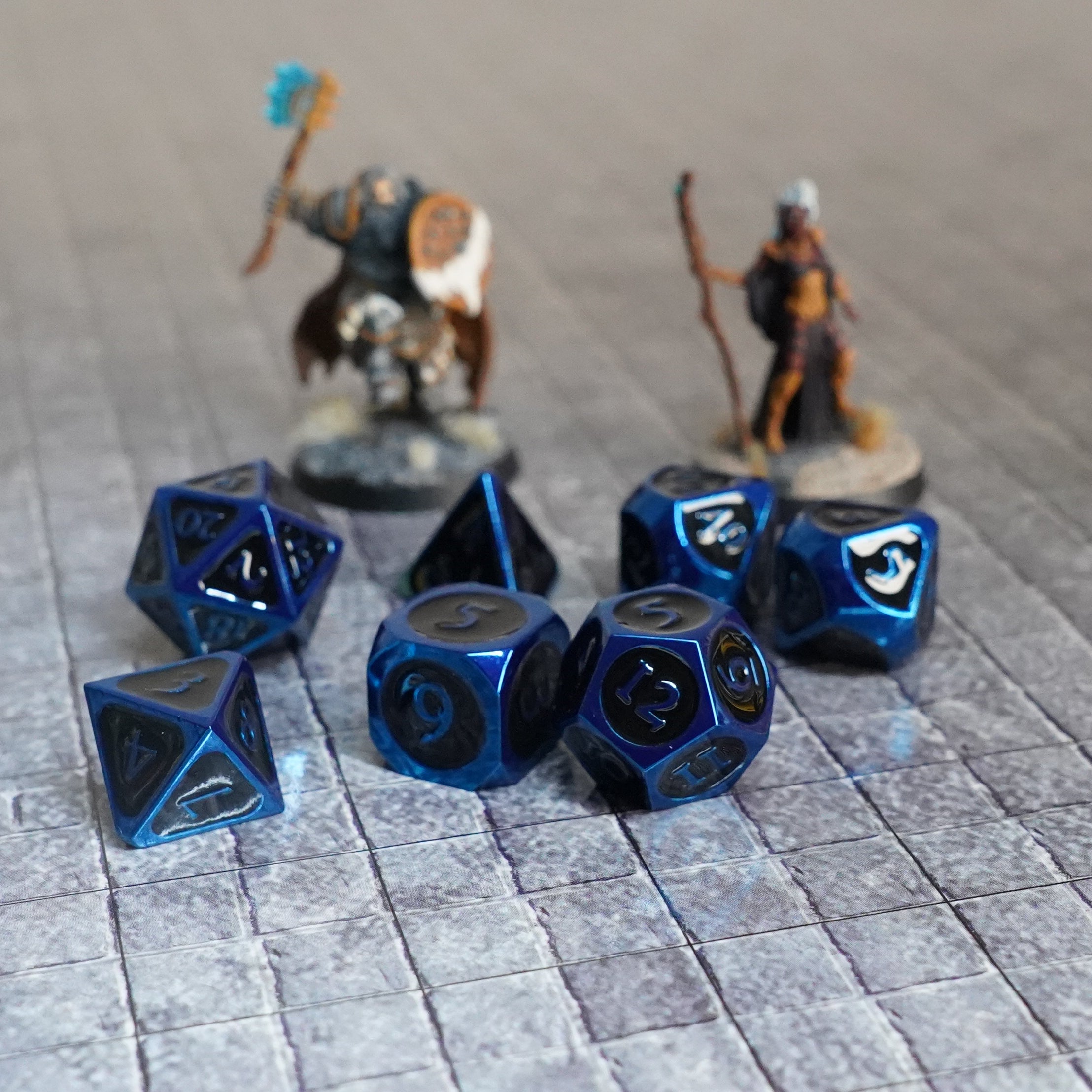 Blue with Black Enamel 16mm Polyhedral Dice Set