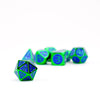 Green with Blue Enamel Digital 16mm Polyhedral Dice Set