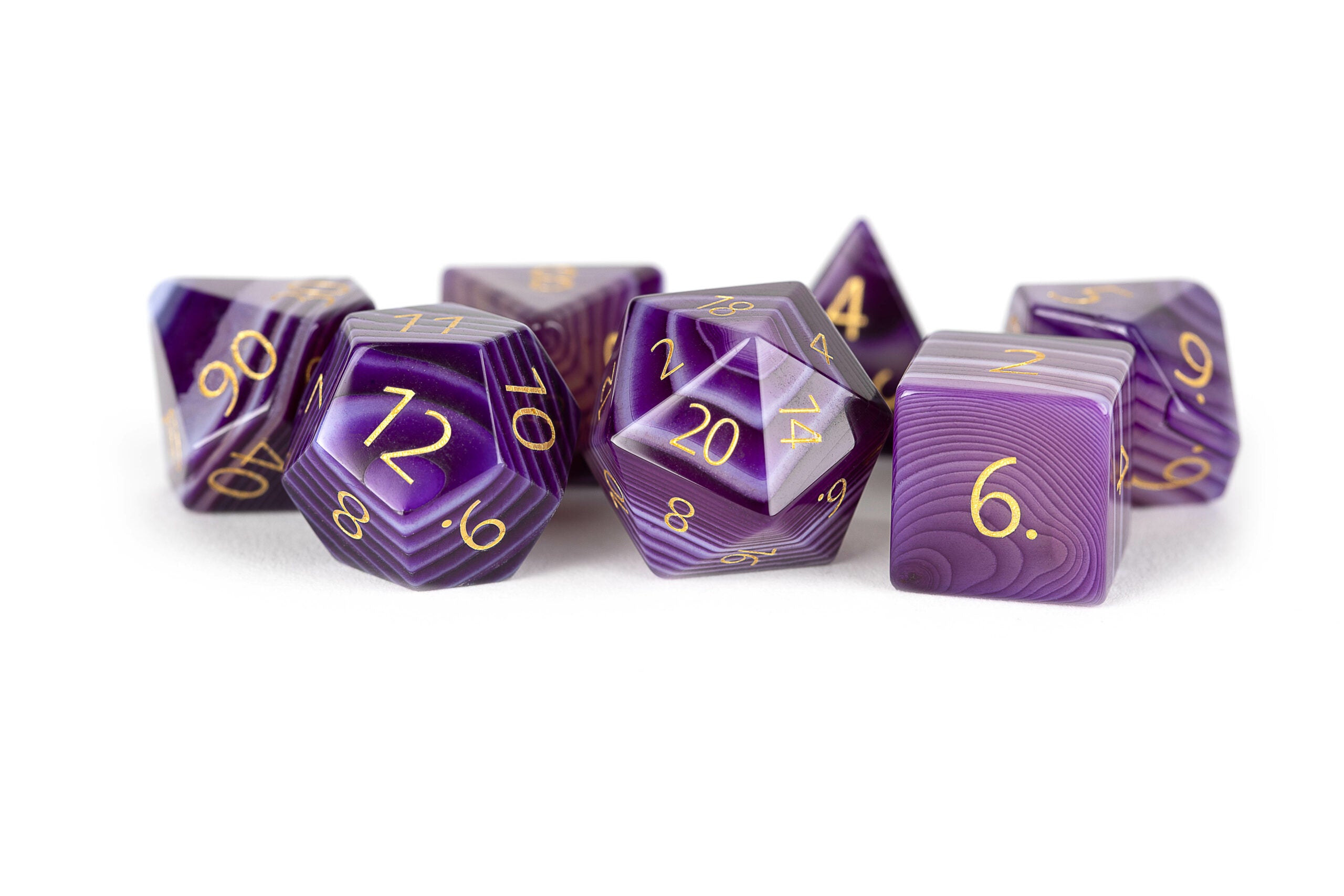 engraved banded purple agate set
