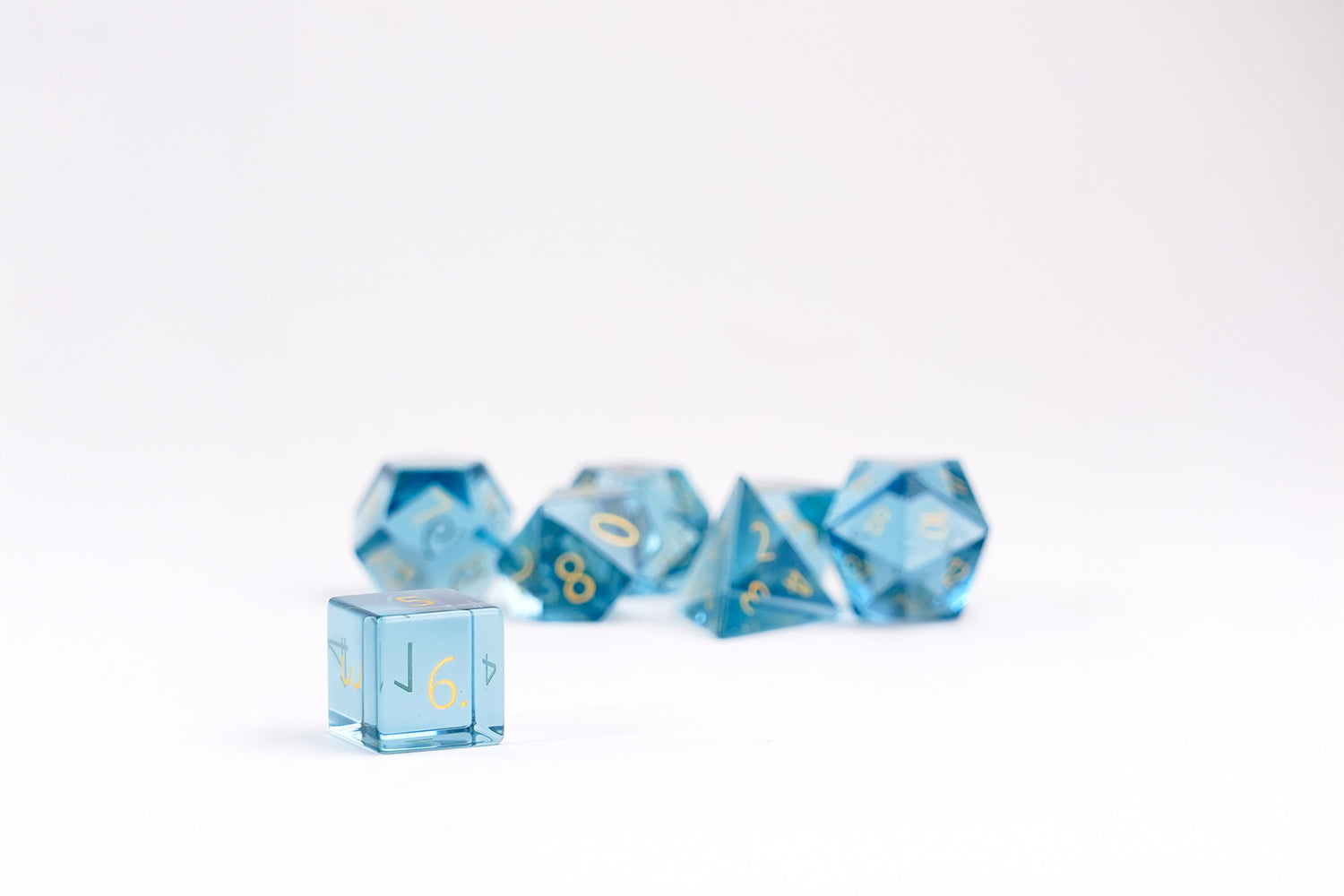 Zircon Glass Birthstone Dice: March- Aquamarine