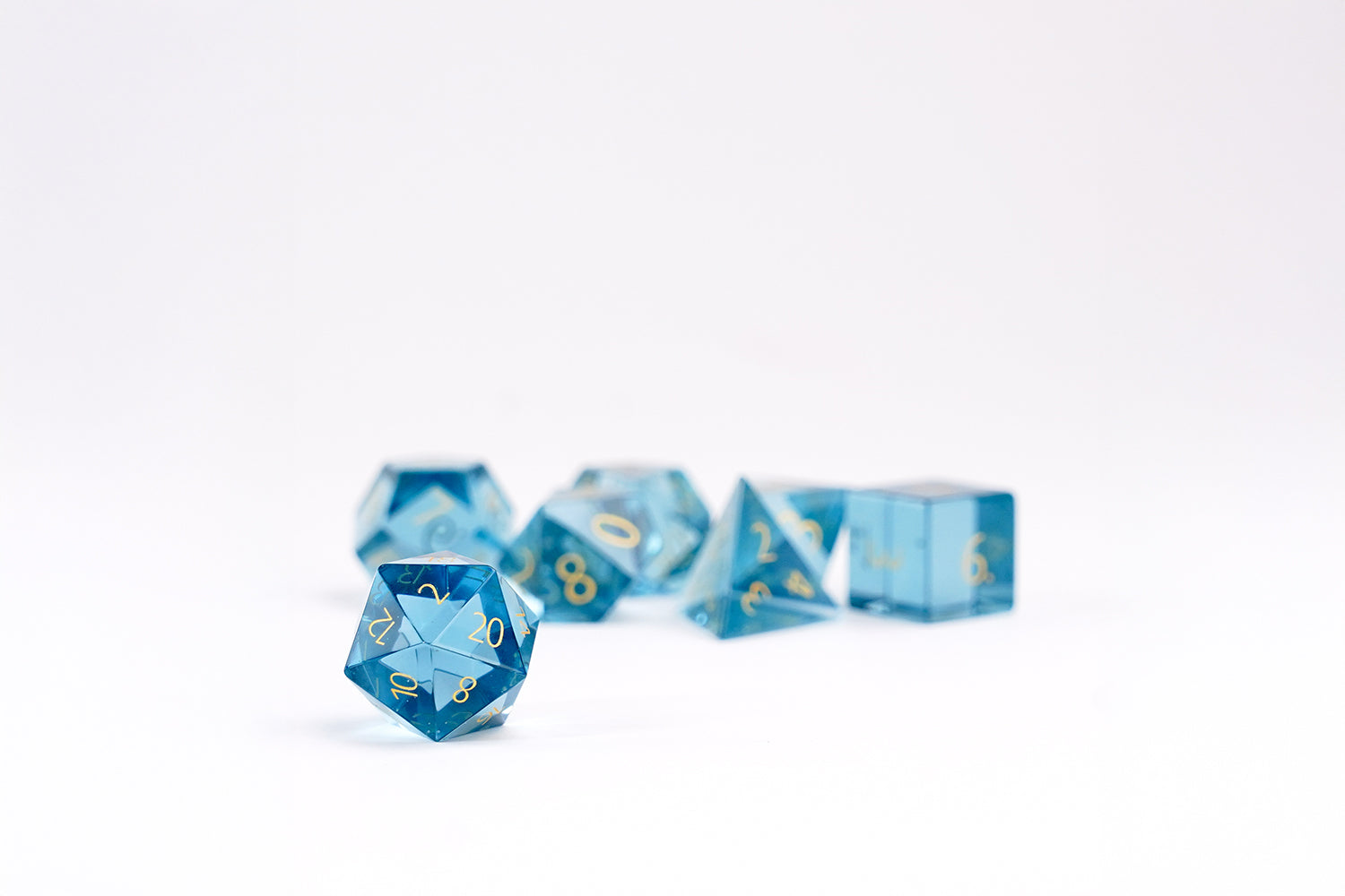 Zircon Glass Birthstone Dice: March- Aquamarine