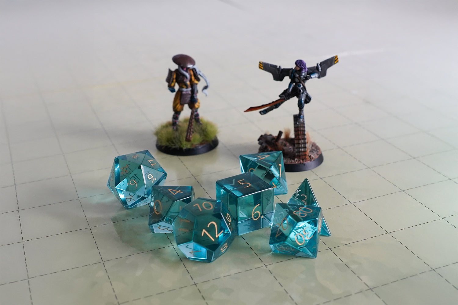 Zircon Glass Birthstone Dice: March- Aquamarine