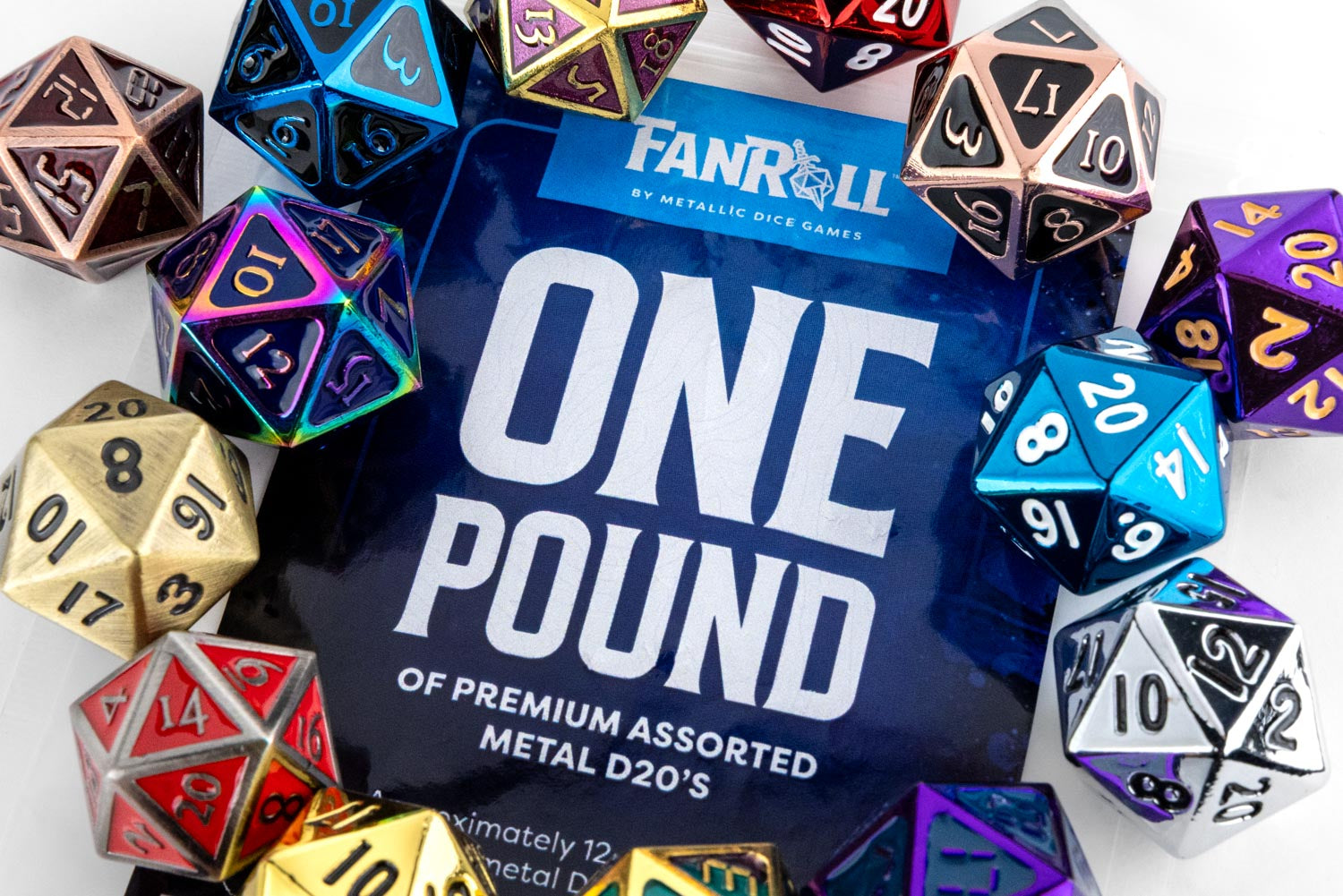 One Pound of Premium Assorted Metal D20's