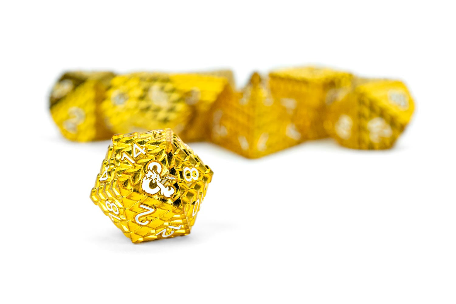 D&D Dragon Scale Metal Dice Set: Gold