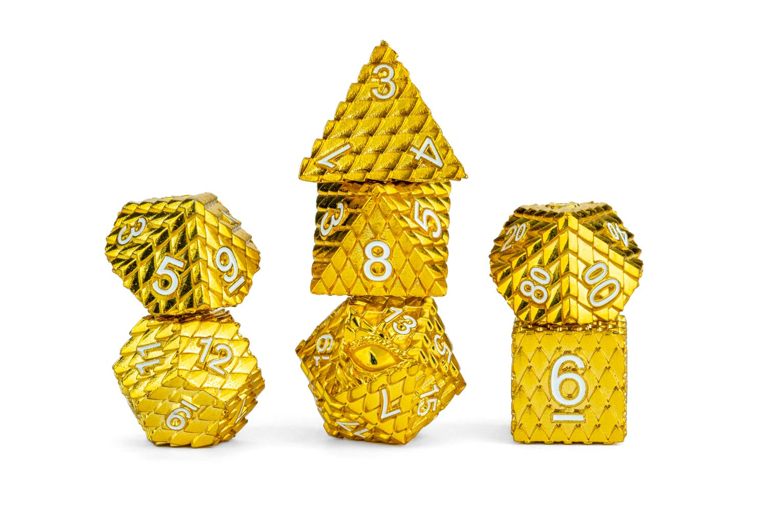 D&D Dragon Scale Metal Dice Set: Gold