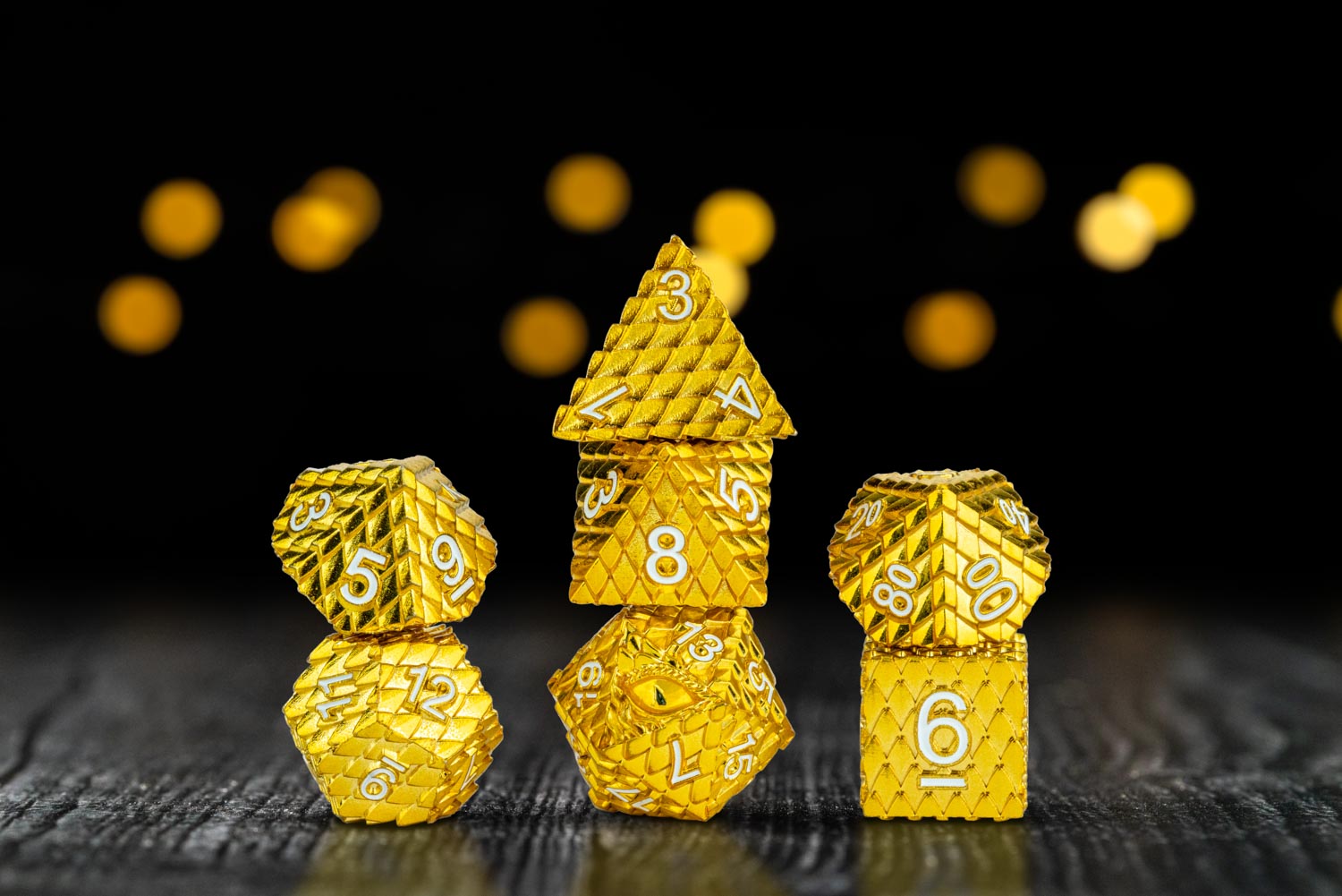D&D Dragon Scale Metal Dice Set: Gold