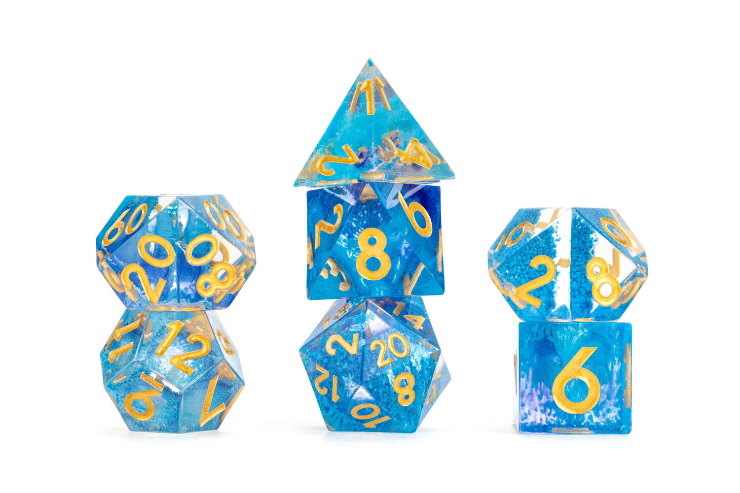 Hand Crafted Sharp Edge Dice: Blue Drip