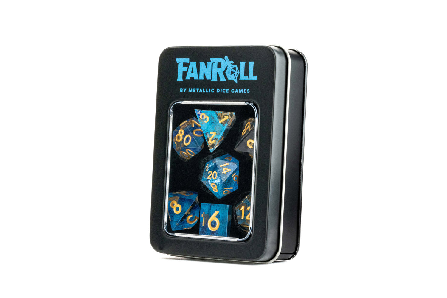 Hand Crafted Sharp Edge Dice: Blue Drip