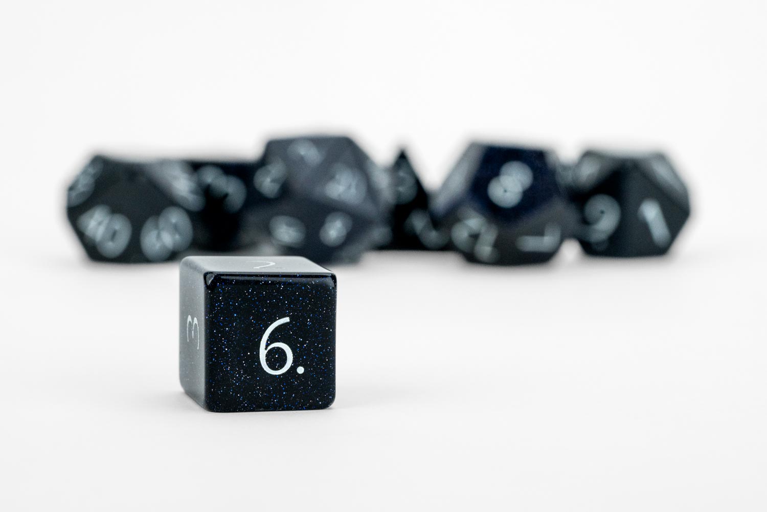 Engraved Blue Sandstone: Full-Sized 16mm Polyhedral Dice Set