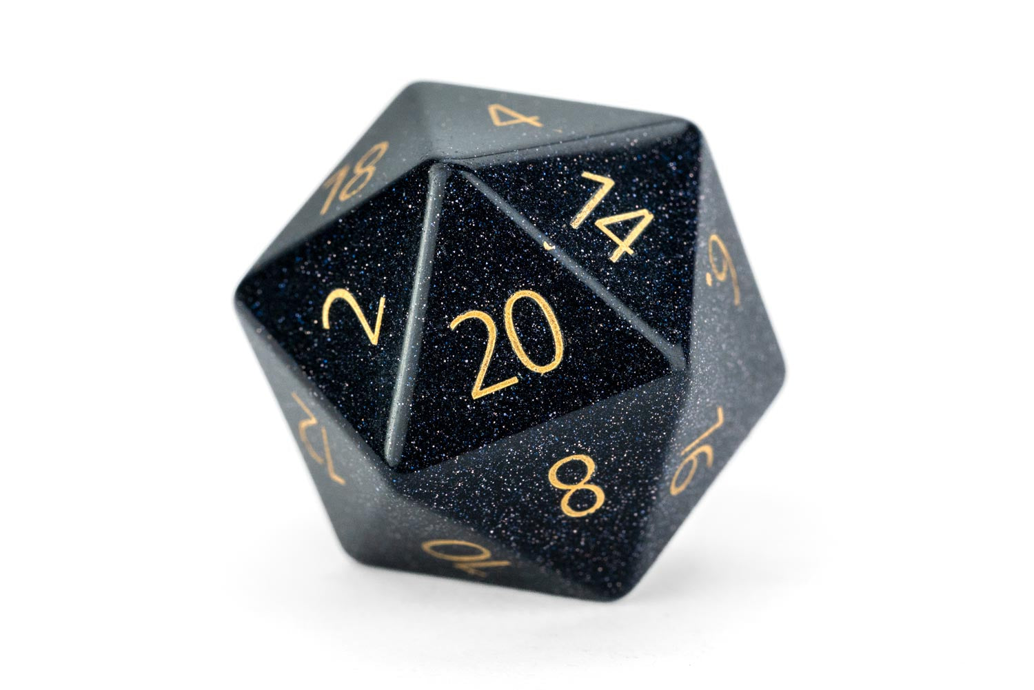 16mm Stone Poly Dice Set: Engraved Blue Sandstone Gold