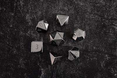 16mm Stone Poly Dice Set: Engraved Hematite, image 4