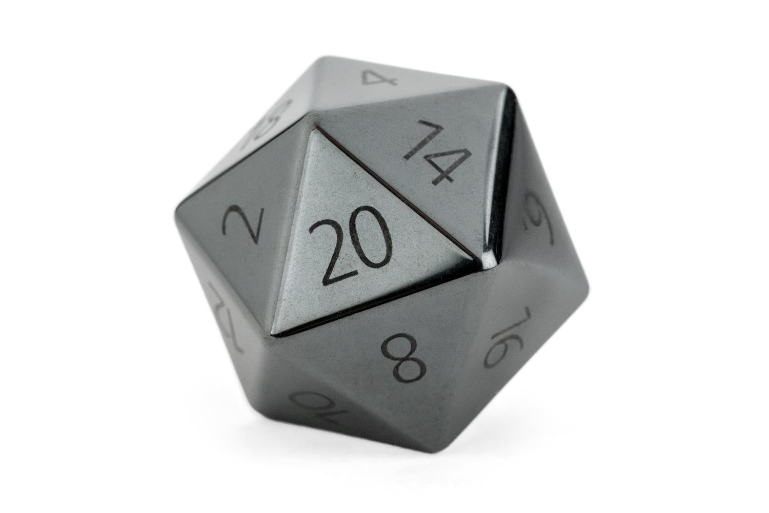 16mm Stone Poly Dice Set: Engraved Hematite