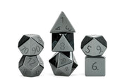 16mm Stone Poly Dice Set: Engraved Hematite
