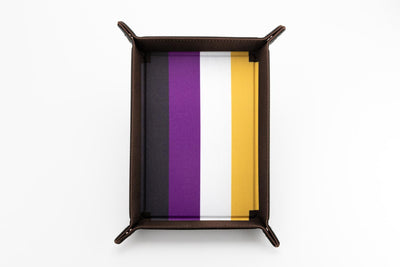 Pride Velvet Dice Tray With Leather Backing, Nonbinary