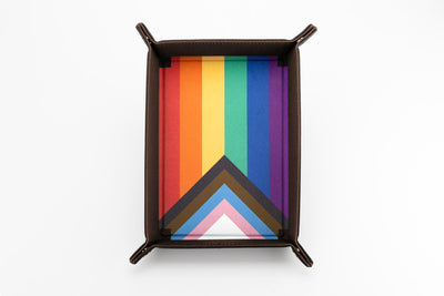 Pride Velvet Dice Tray With Leather Backing, Rainbow Flag