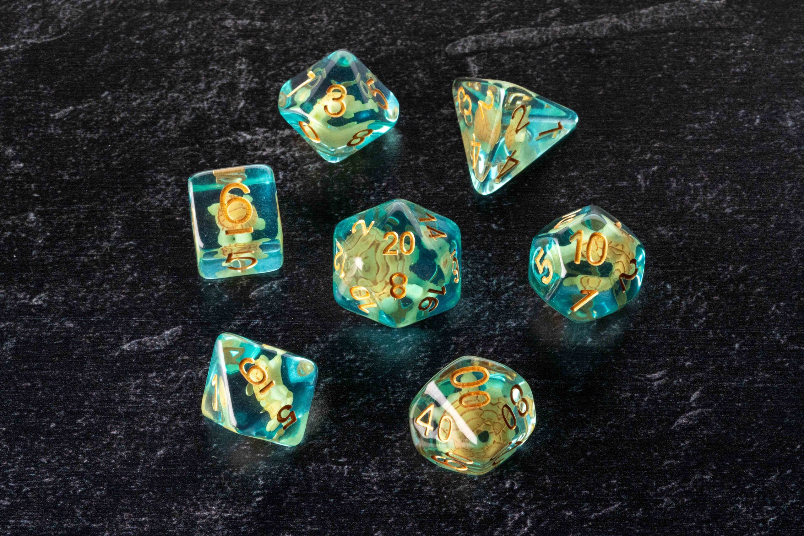 Turtle Dice 16mm Resin Poly Dice Set