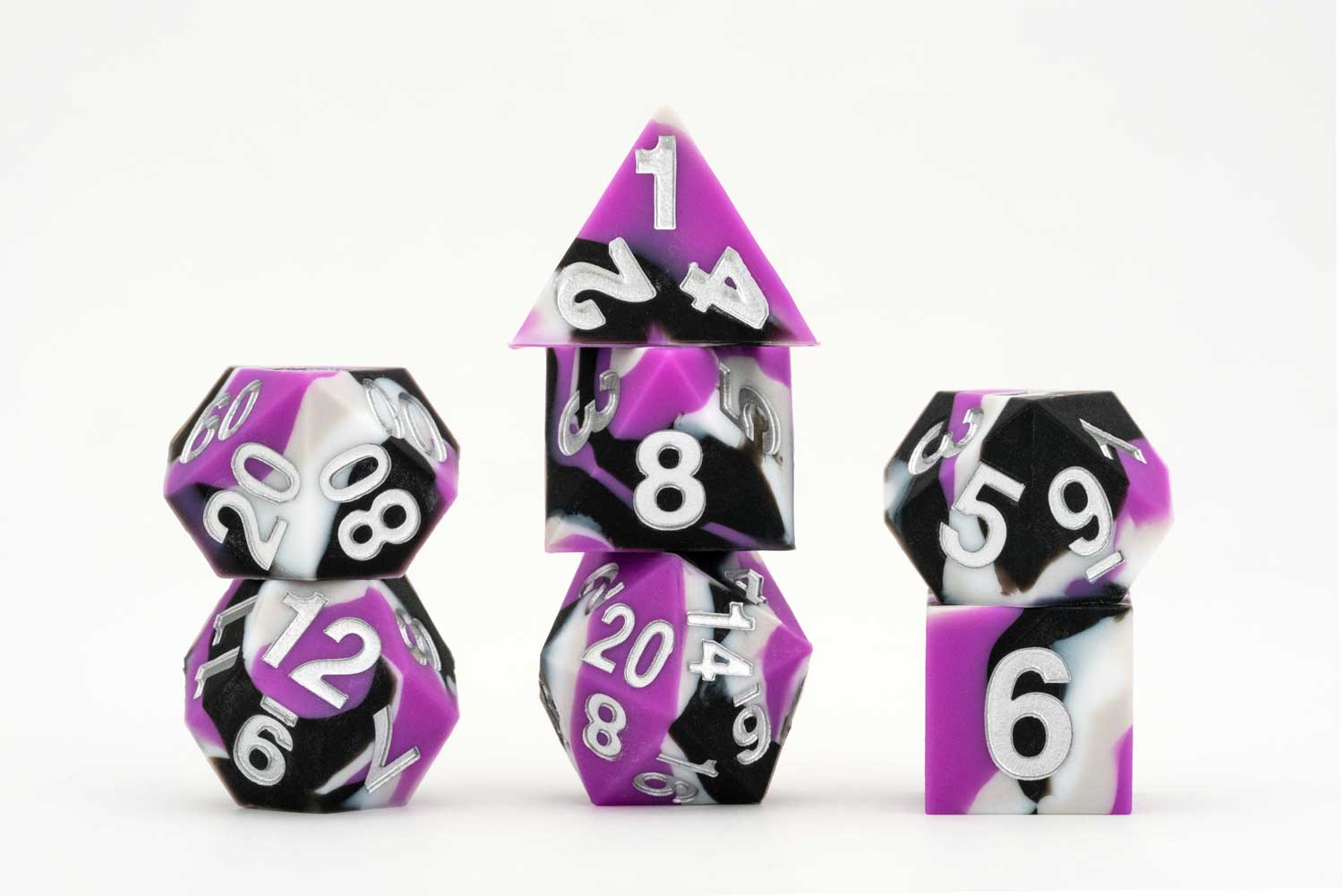 Sharp Edge Silicone Rubber Dice Set: Asexual Pride