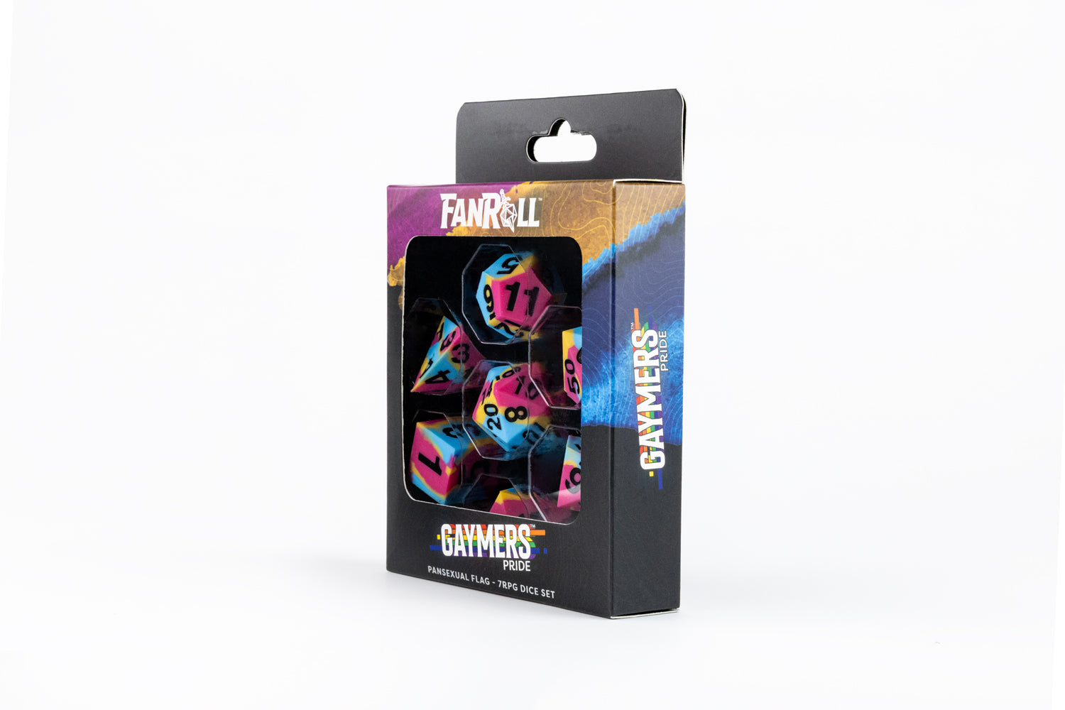 Sharp Edge Silicone Rubber Dice Set: Pansexual Pride