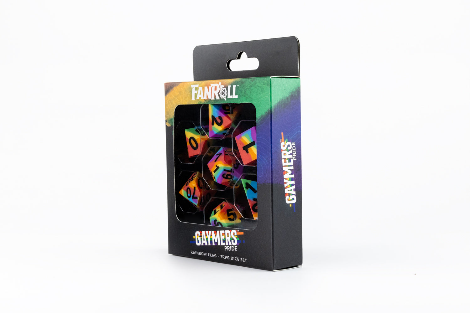Sharp Edge Silicone Rubber Dice Set: Rainbow Pride Flag