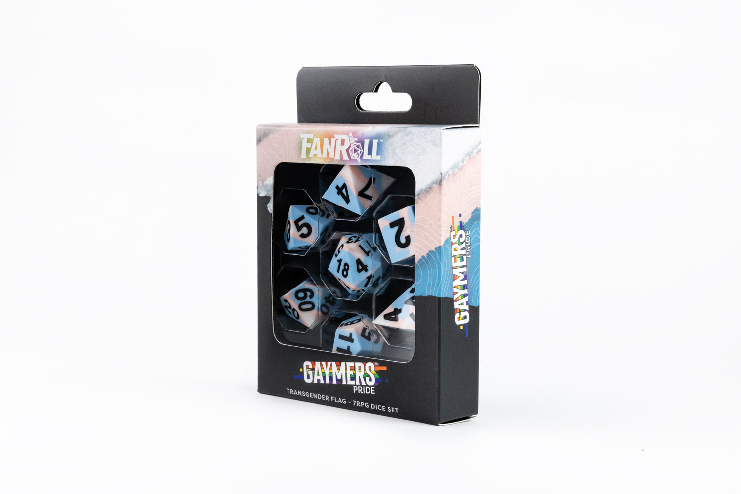 Sharp Edge Silicone Rubber Dice Set: Transgender Pride