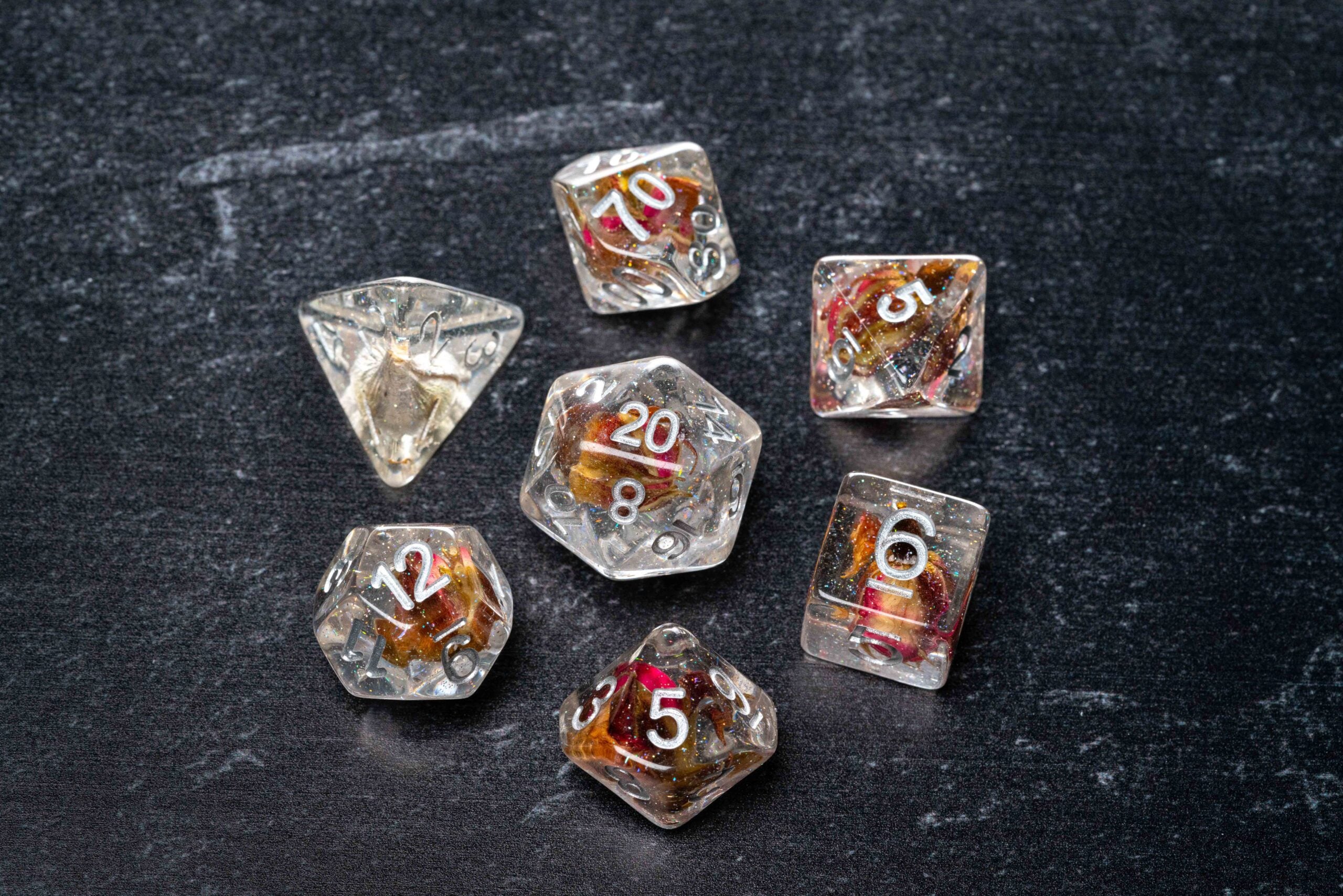 Rose Dice 16mm Resin Poly Dice Set