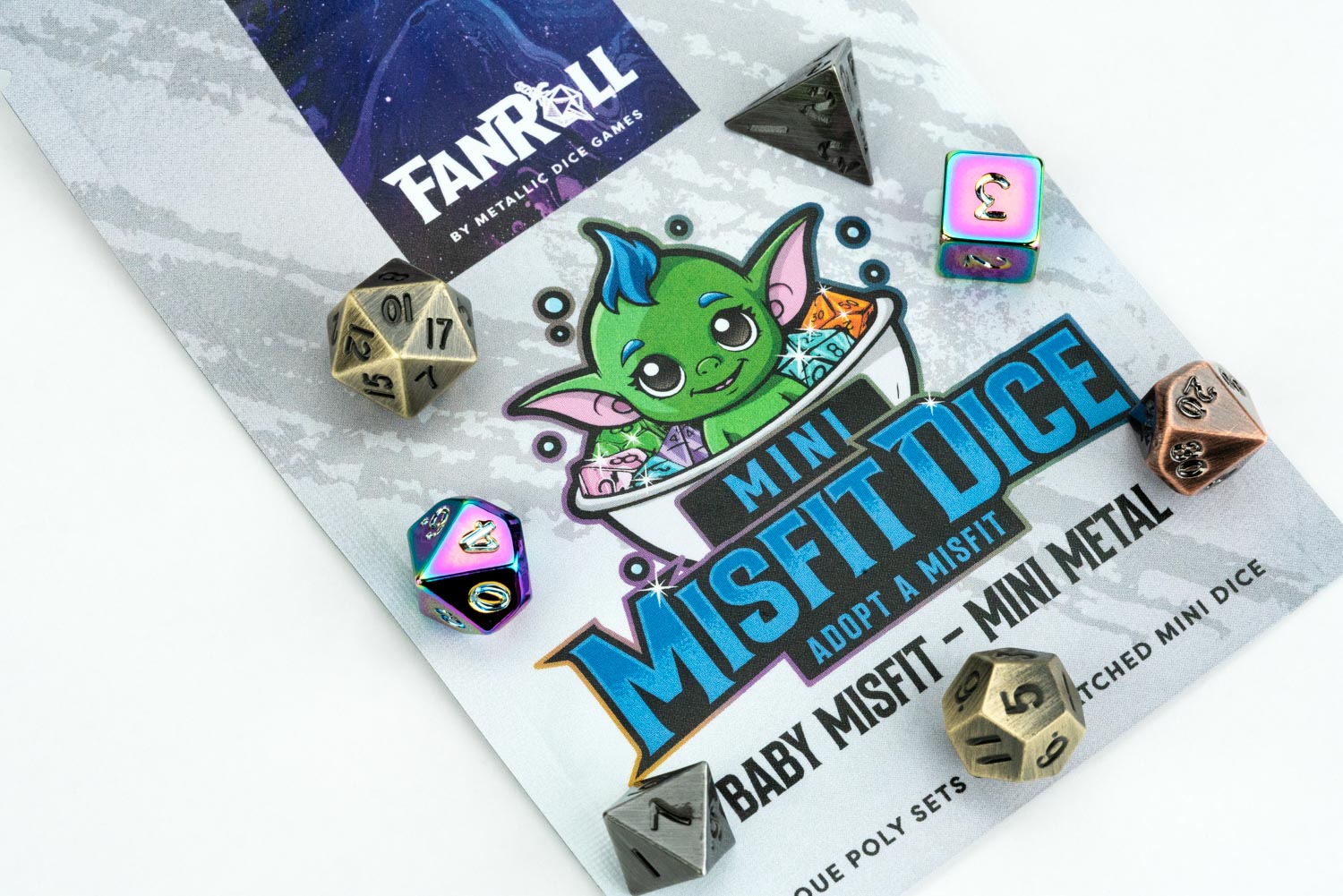 Mystery Misfit Mini Metal Polyhedral Dice Set