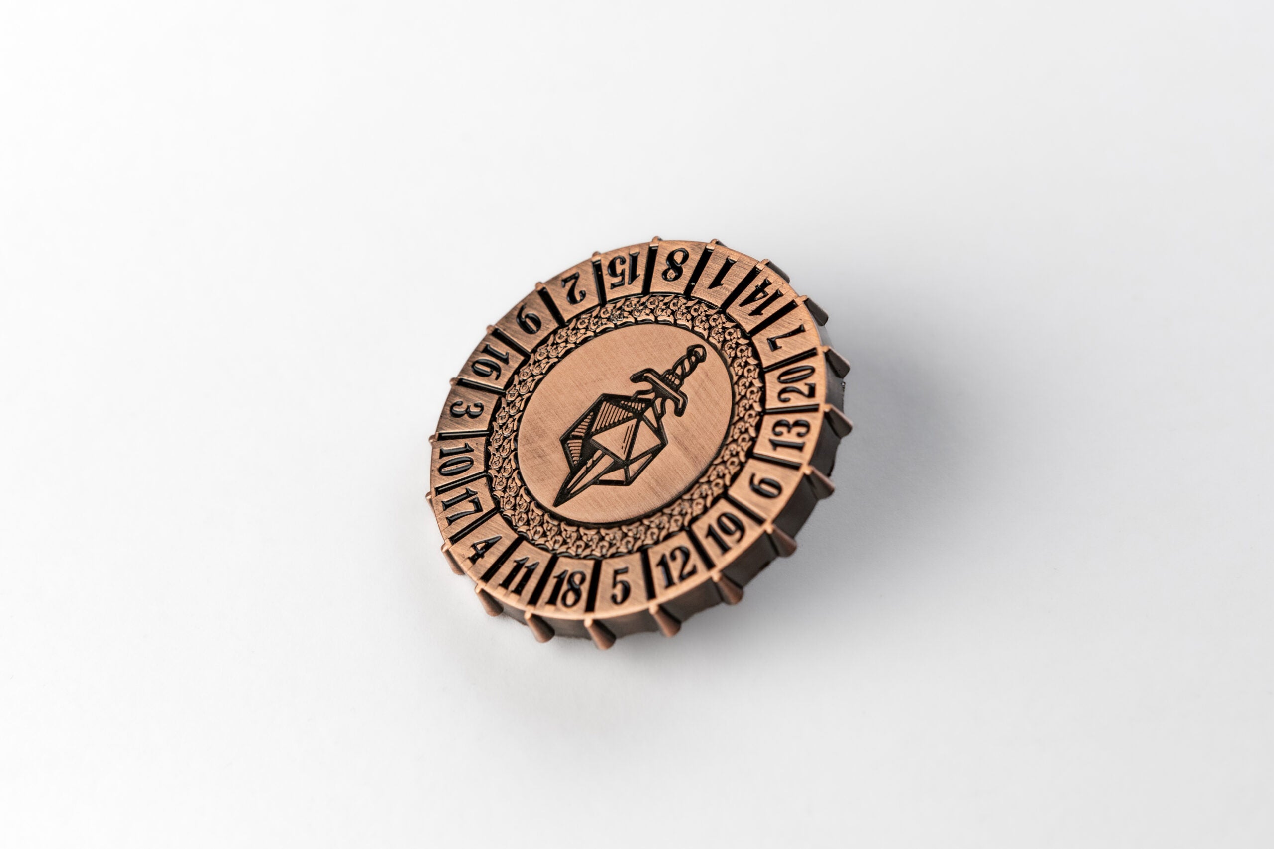 Metal d20 Spinner: Antique Copper