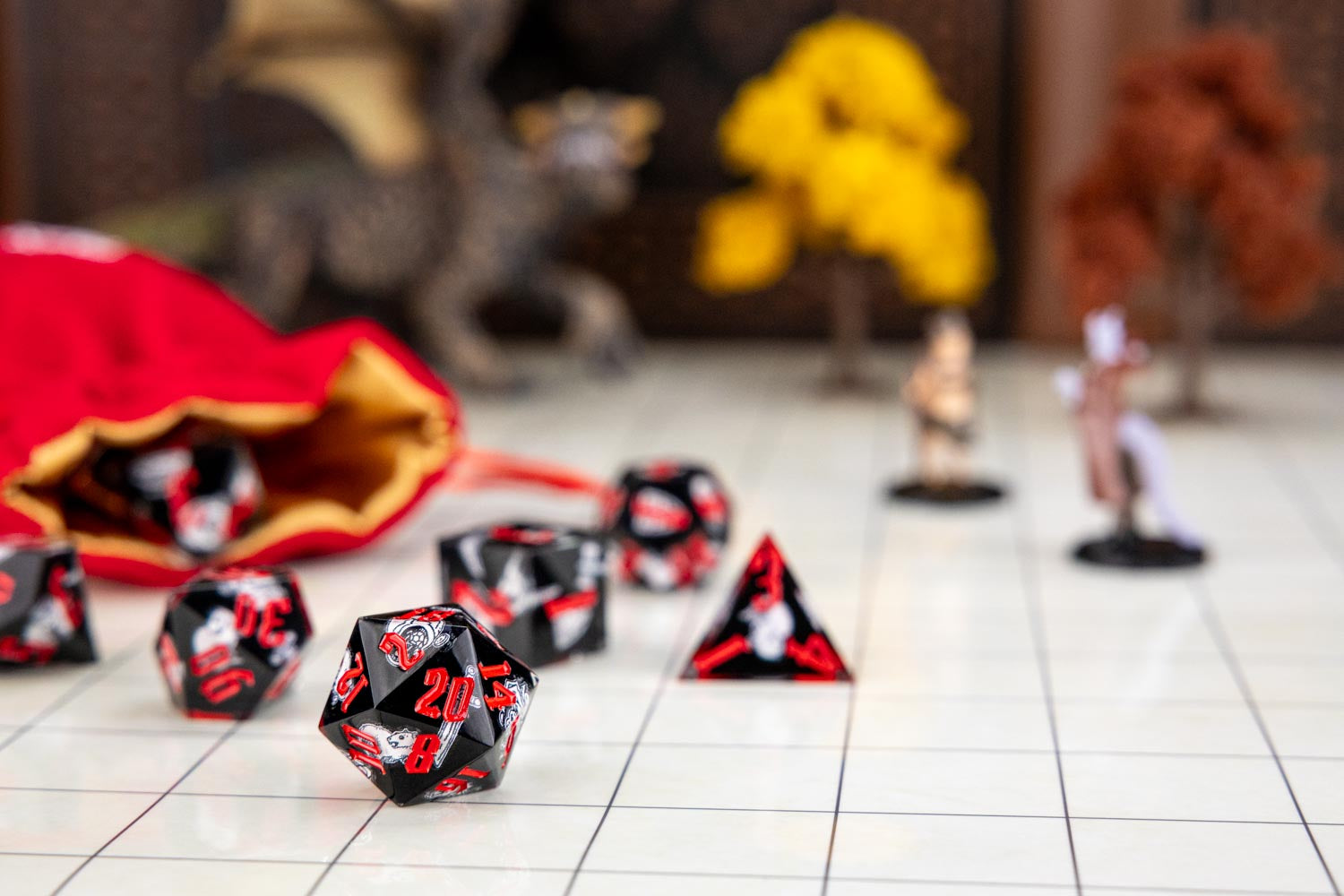 Website Exclusive- Dark Dungeon Sharp Edge Sticker Dice Set with Bonus Pin