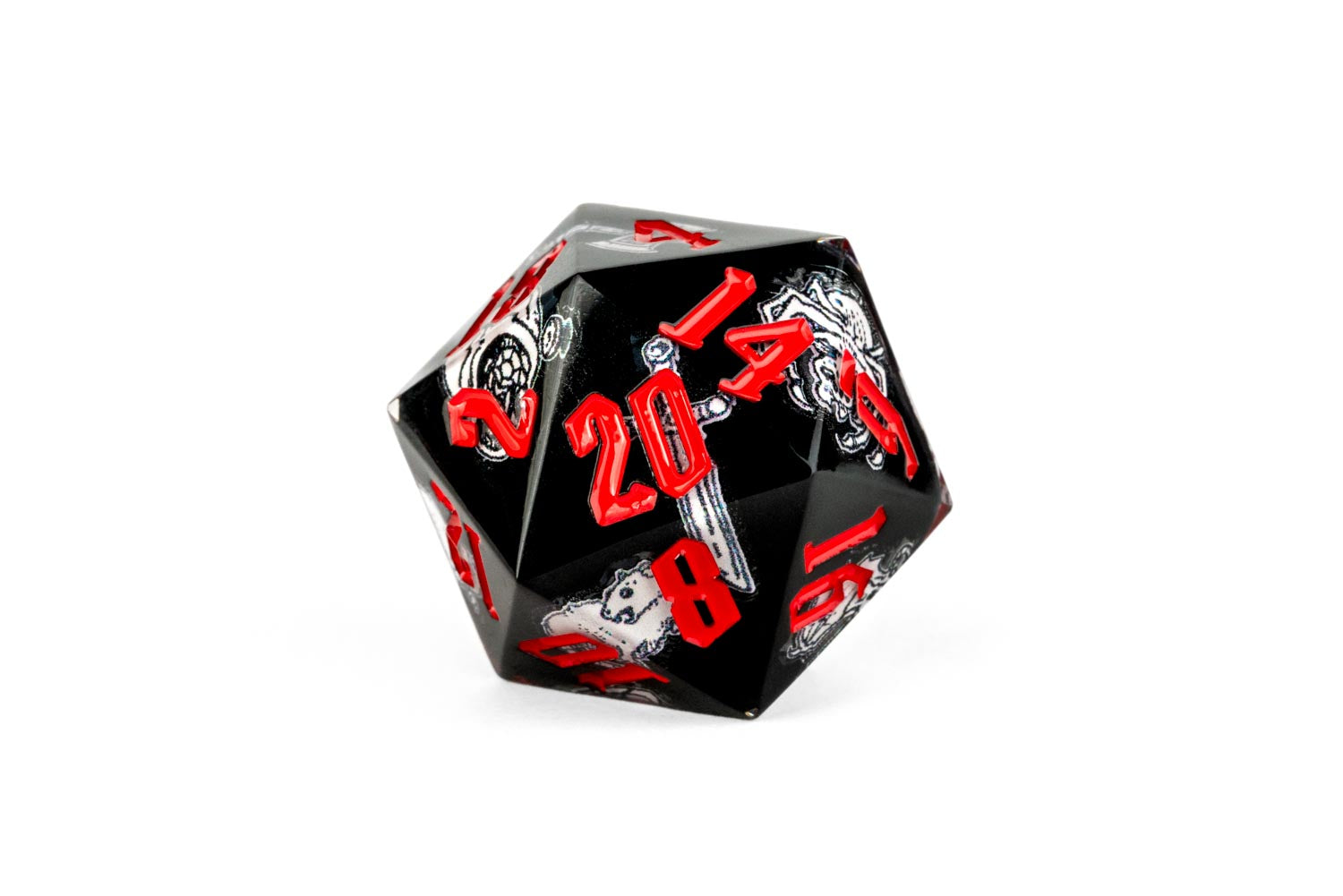 Website Exclusive- Dark Dungeon Sharp Edge Sticker Dice Set with Bonus Pin