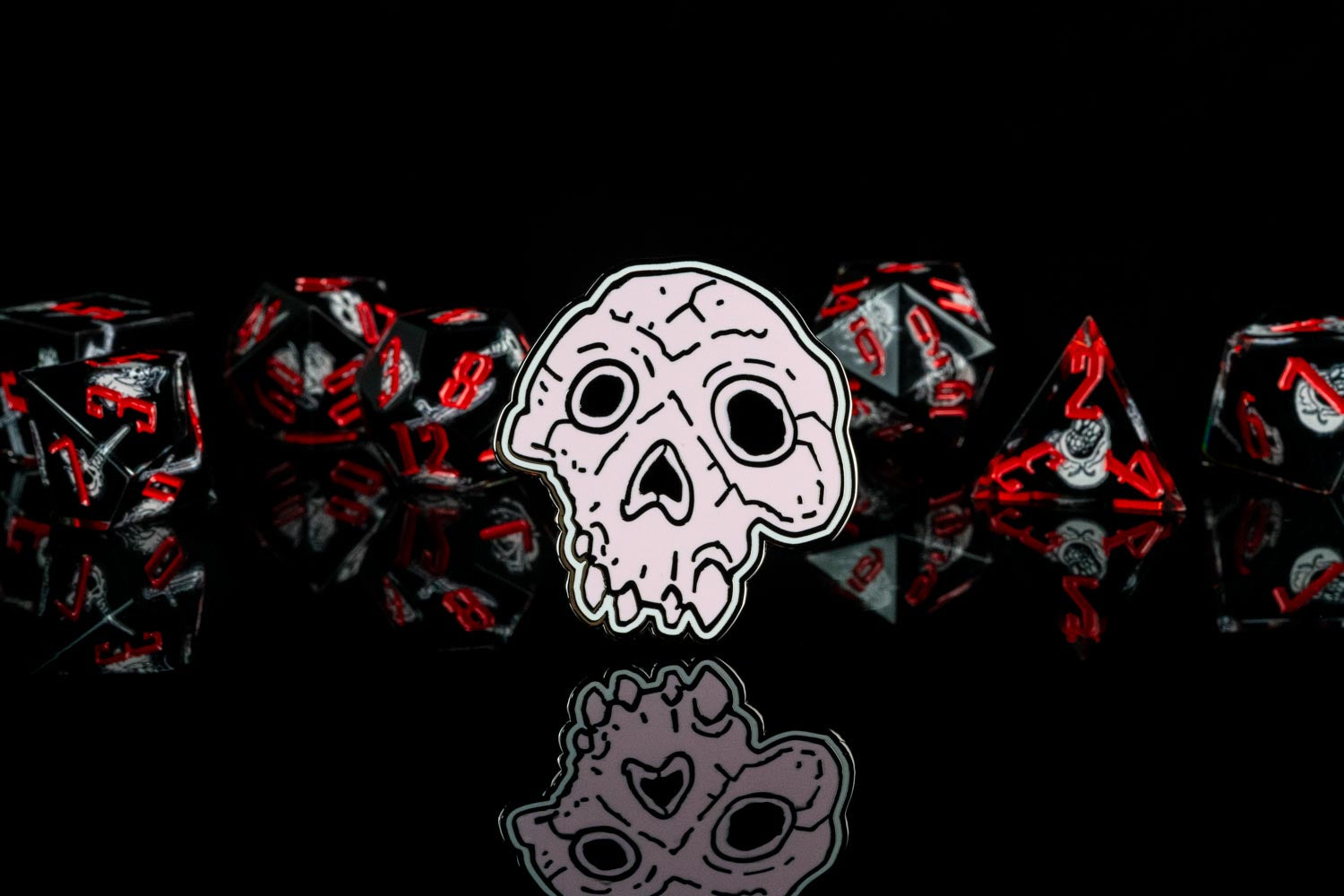 Website Exclusive- Dark Dungeon Sharp Edge Sticker Dice Set with Bonus Pin