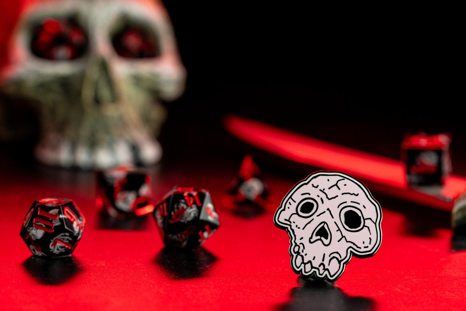 Website Exclusive- Dark Dungeon Sharp Edge Sticker Dice Set with Bonus Pin