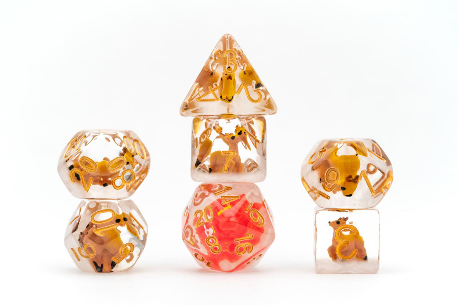 Santa Set Reindeer Dice 16mm Resin Poly Dice Set