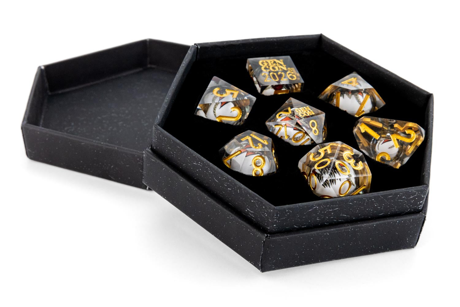 Gen Con 2026 Flight of Genevieve: Liquid Core Sharp Edge Dice Set