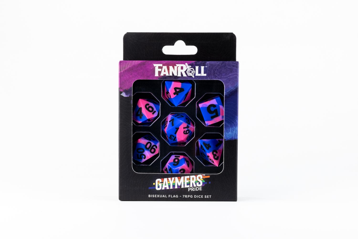 Sharp Edge Silicone Rubber Dice Set: Bisexual Pride