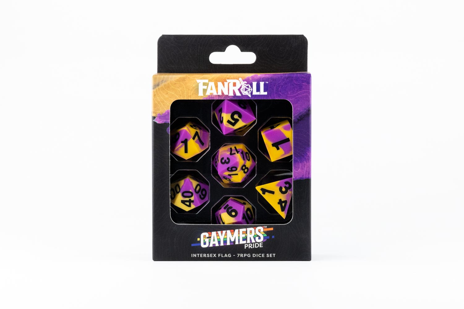 Sharp Edge Silicone Rubber Dice Set: Intersex Pride