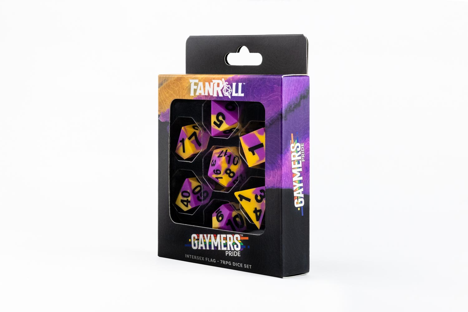 Sharp Edge Silicone Rubber Dice Set: Intersex Pride