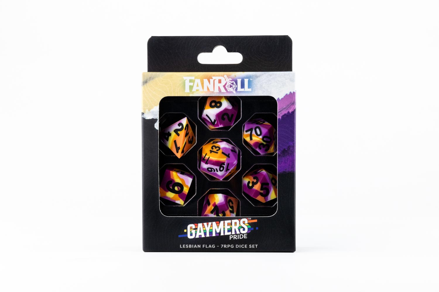 Sharp Edge Silicone Rubber Dice Set: Lesbian Pride