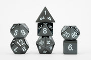 Engraved Hematite: Full-Sized 16mm Polyhedral Dice Set