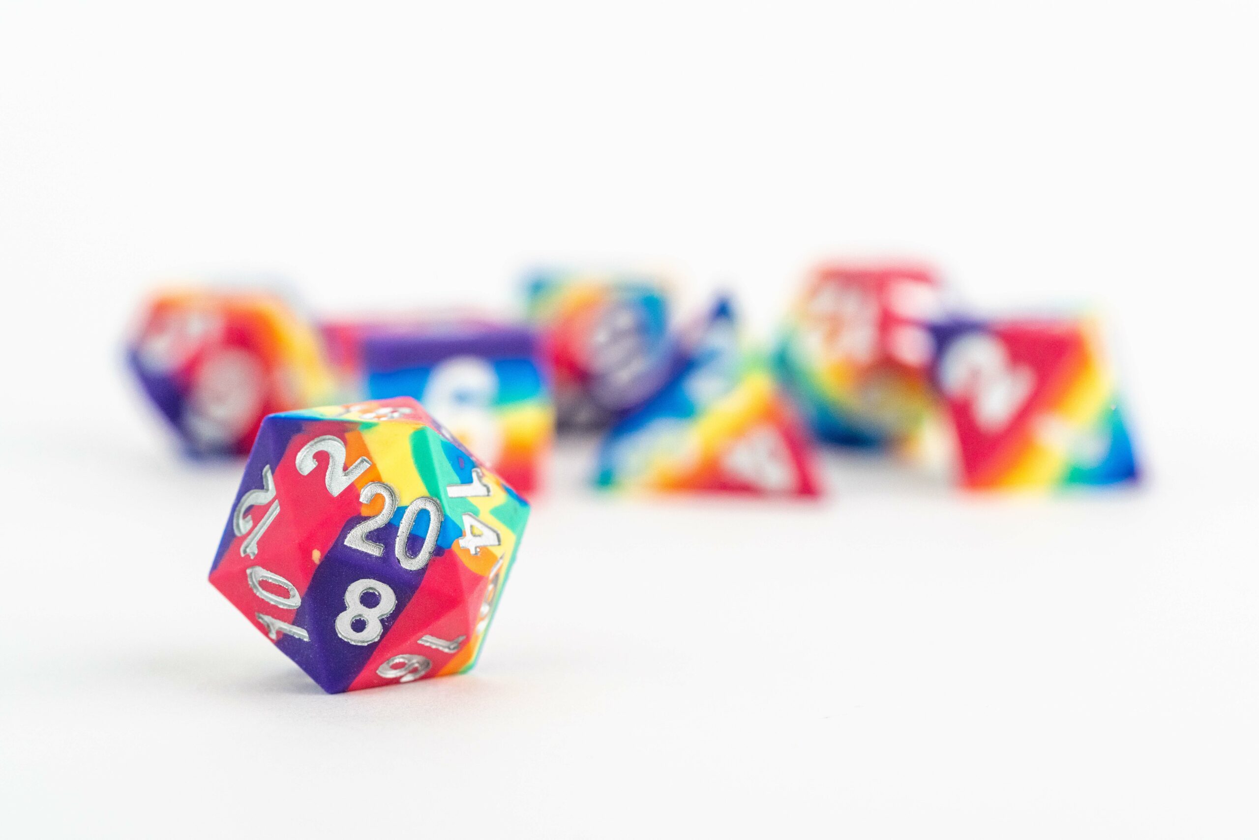 Sharp Edge Silicone Rubber Dice Set: Rainbow